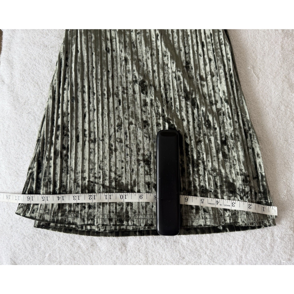 NWT Umgee Olive Green Pleated Crushed Velvet Wide Leg Pants Flare High Waist S - Picture 9 of 13
